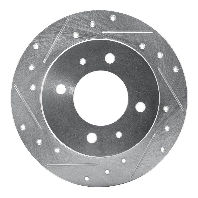 R1 97-06 Hyundai TIBURON Rear Left Drilled & Slotted Silver Brake Rotor-Brake Rotors - Slot & Drilled-Grocery Getter Performance