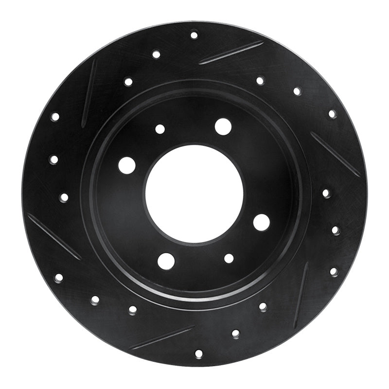 R1 97-06 Hyundai Tiburon Rear Right Drilled & Slotted Black Brake Rotor-Brake Rotors - Slot & Drilled-Grocery Getter Performance