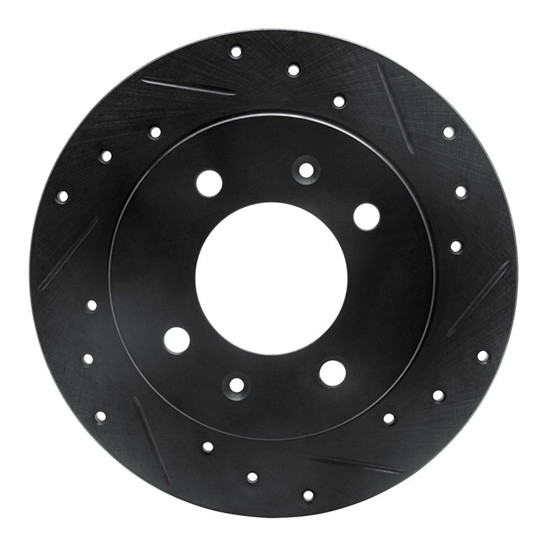 R1 97-06 Hyundai Tiburon Rear Right Drilled & Slotted Black Brake Rotor-Brake Rotors - Slot & Drilled-Grocery Getter Performance
