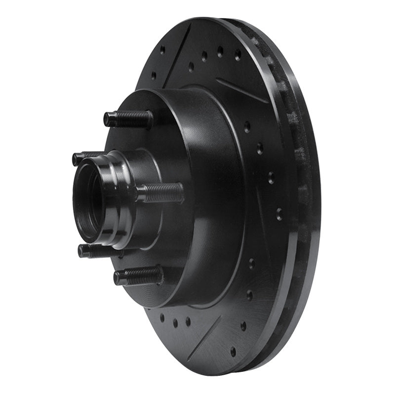 R1 98-02 Ford Ranger (USA/Canada) Front Left Drilled & Slotted Black Brake Rotor-Brake Rotors - Slot & Drilled-Grocery Getter Performance
