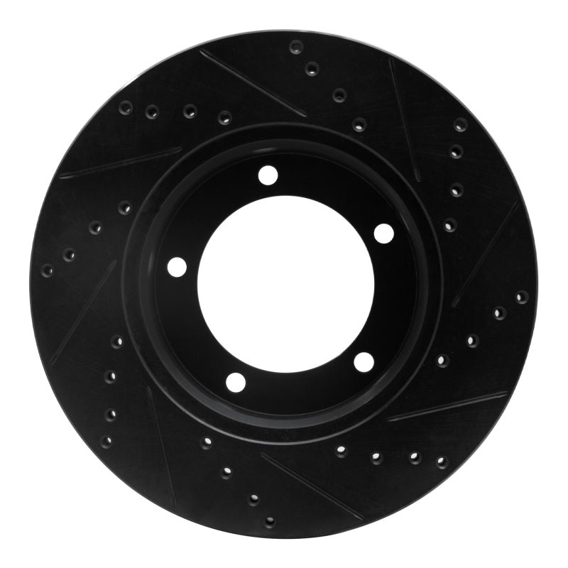 R1 98-07 Lexus LX470 Front Left Drilled & Slotted Black Brake Rotor-Brake Rotors - Slot & Drilled-Grocery Getter Performance