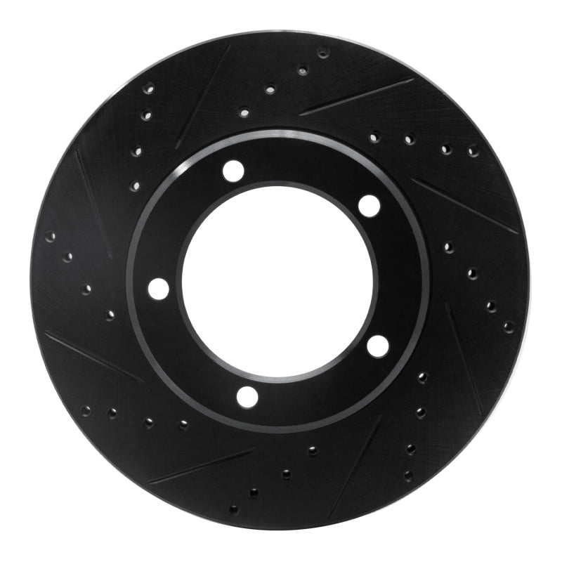 R1 98-07 Lexus LX470 Front Left Drilled & Slotted Black Brake Rotor-Brake Rotors - Slot & Drilled-Grocery Getter Performance