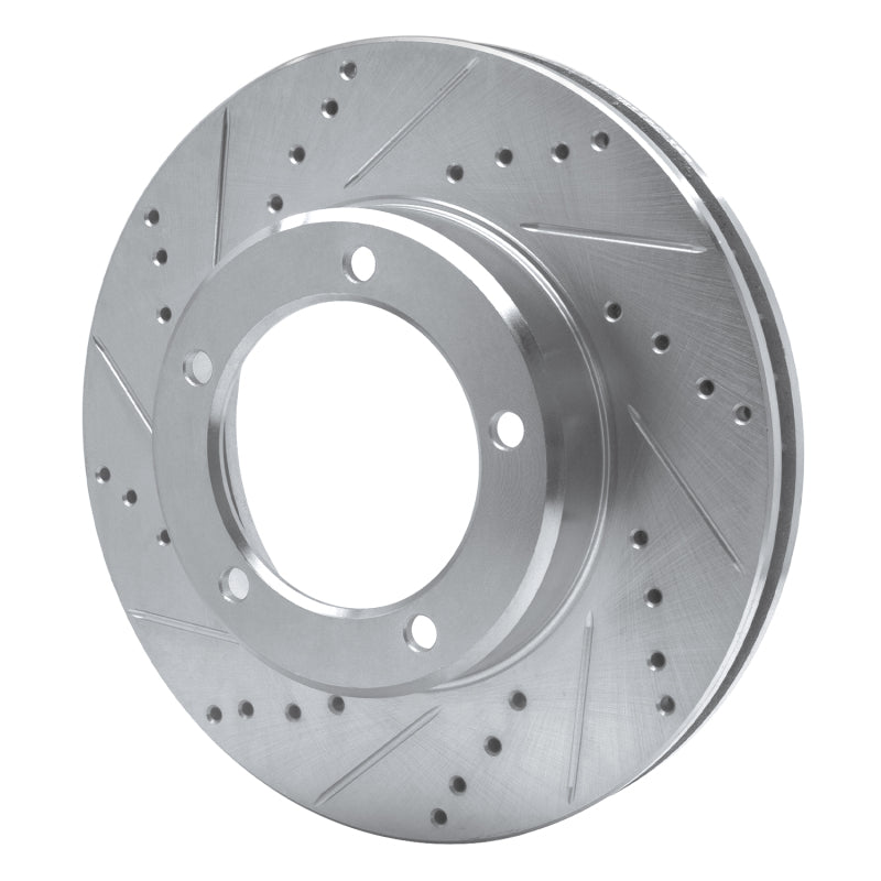 R1 98-07 Lexus LX470 Front Left Drilled & Slotted Silver Brake Rotor-Brake Rotors - Slot & Drilled-Grocery Getter Performance