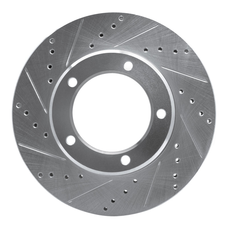 R1 98-07 Lexus LX470 Front Left Drilled & Slotted Silver Brake Rotor-Brake Rotors - Slot & Drilled-Grocery Getter Performance