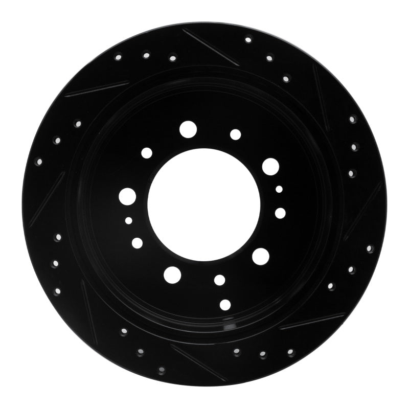 R1 98-07 Lexus LX470 Rear Left Drilled & Slotted Black Brake Rotor-Brake Rotors - Slot & Drilled-Grocery Getter Performance