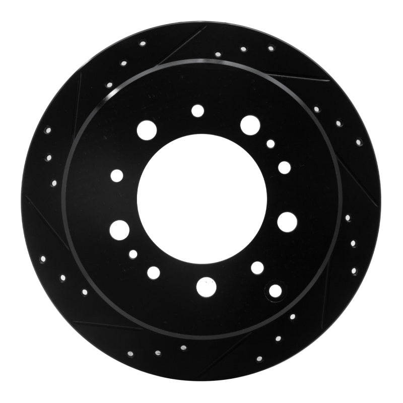 R1 98-07 Lexus LX470 Rear Left Drilled & Slotted Black Brake Rotor-Brake Rotors - Slot & Drilled-Grocery Getter Performance