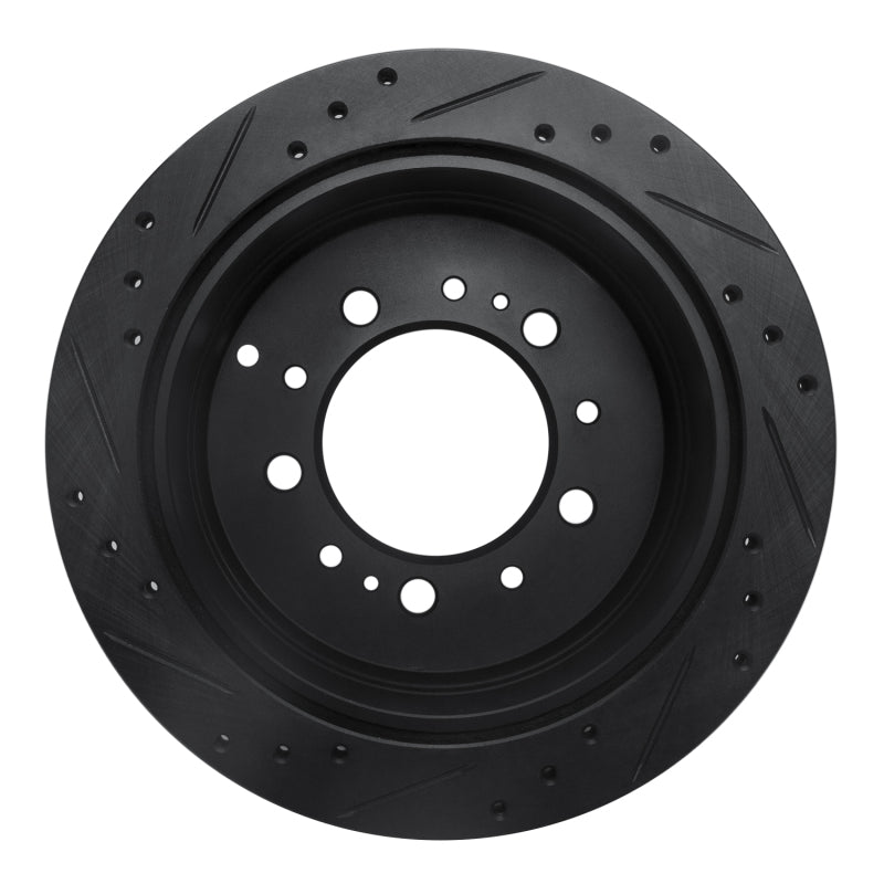 R1 98-07 Lexus LX470 Rear Right Drilled & Slotted Black Brake Rotor-Brake Rotors - Slot & Drilled-Grocery Getter Performance