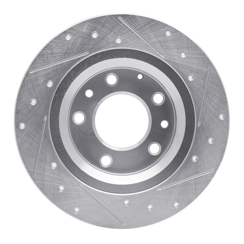 R1 98-15 Ford Fusion Rear Left Drilled & Slotted Silver Brake Rotor-Brake Rotors - Slot & Drilled-Grocery Getter Performance
