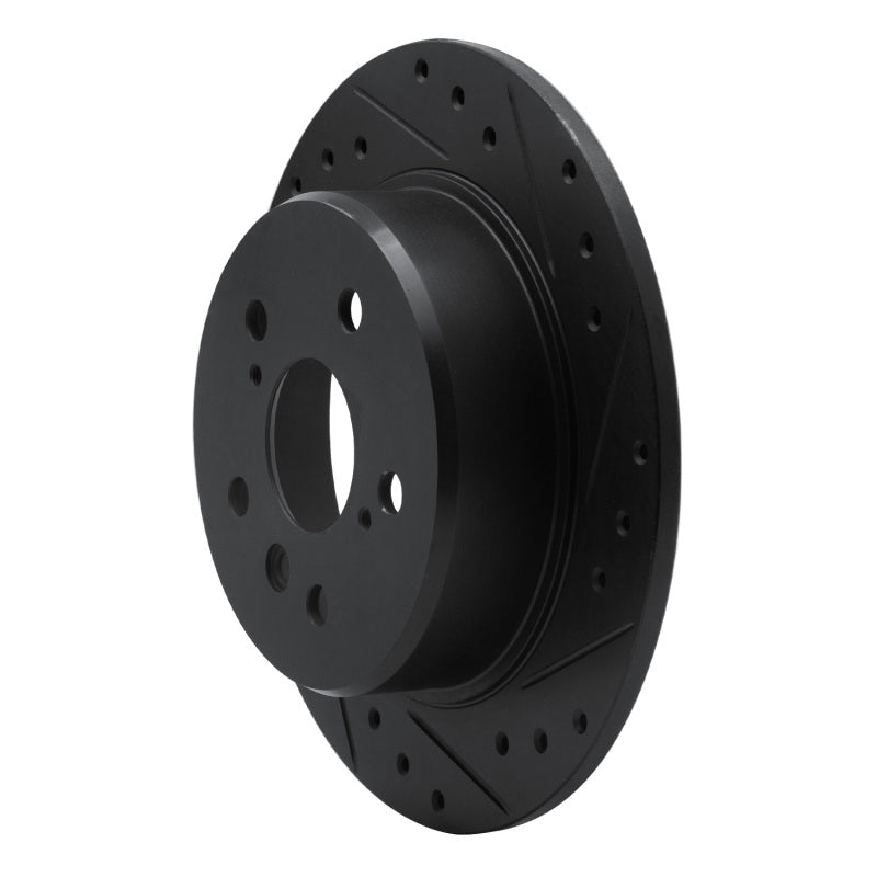 R1 99-03 Lexus RX300 Rear Right Drilled & Slotted Black Brake Rotor-Brake Rotors - Slot & Drilled-Grocery Getter Performance