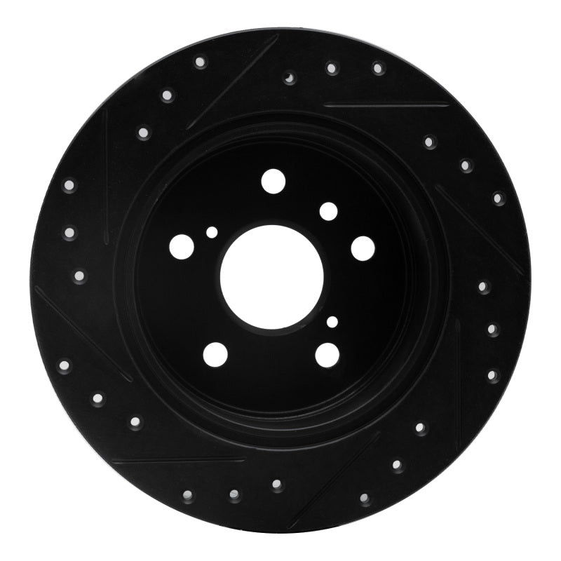 R1 99-03 Lexus RX300 Rear Right Drilled & Slotted Black Brake Rotor-Brake Rotors - Slot & Drilled-Grocery Getter Performance