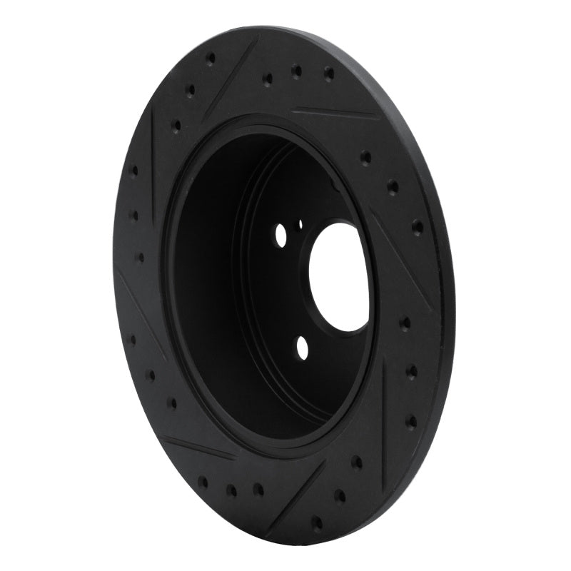 R1 99-03 Lexus RX300 Rear Right Drilled & Slotted Black Brake Rotor-Brake Rotors - Slot & Drilled-Grocery Getter Performance