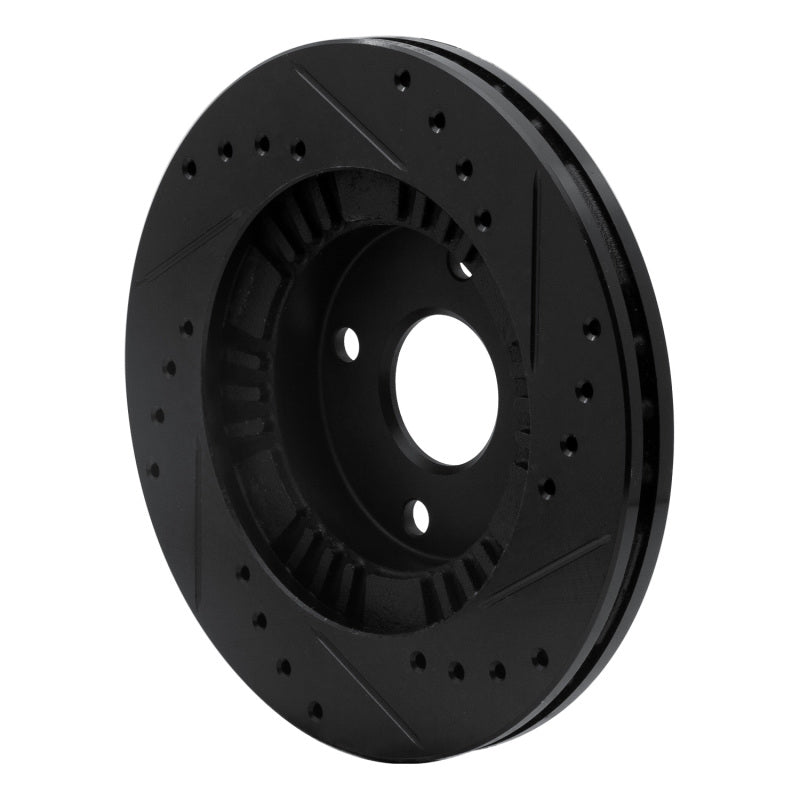 R1 99-03 Mazda Protege Front Left Drilled & Slotted Black Brake Rotor-Brake Rotors - Slot & Drilled-Grocery Getter Performance