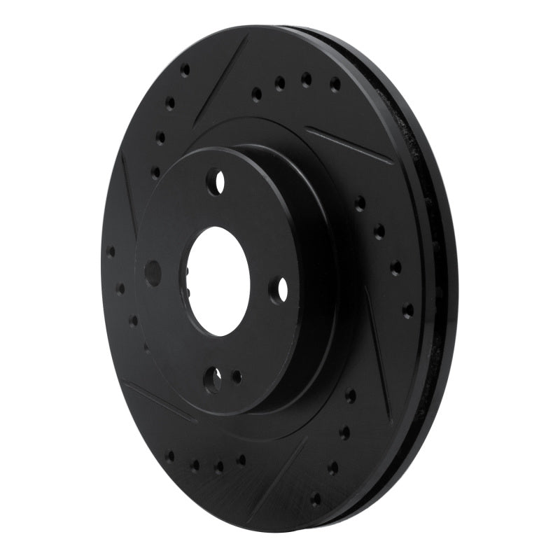 R1 99-03 Mazda Protege Front Left Drilled & Slotted Black Brake Rotor-Brake Rotors - Slot & Drilled-Grocery Getter Performance