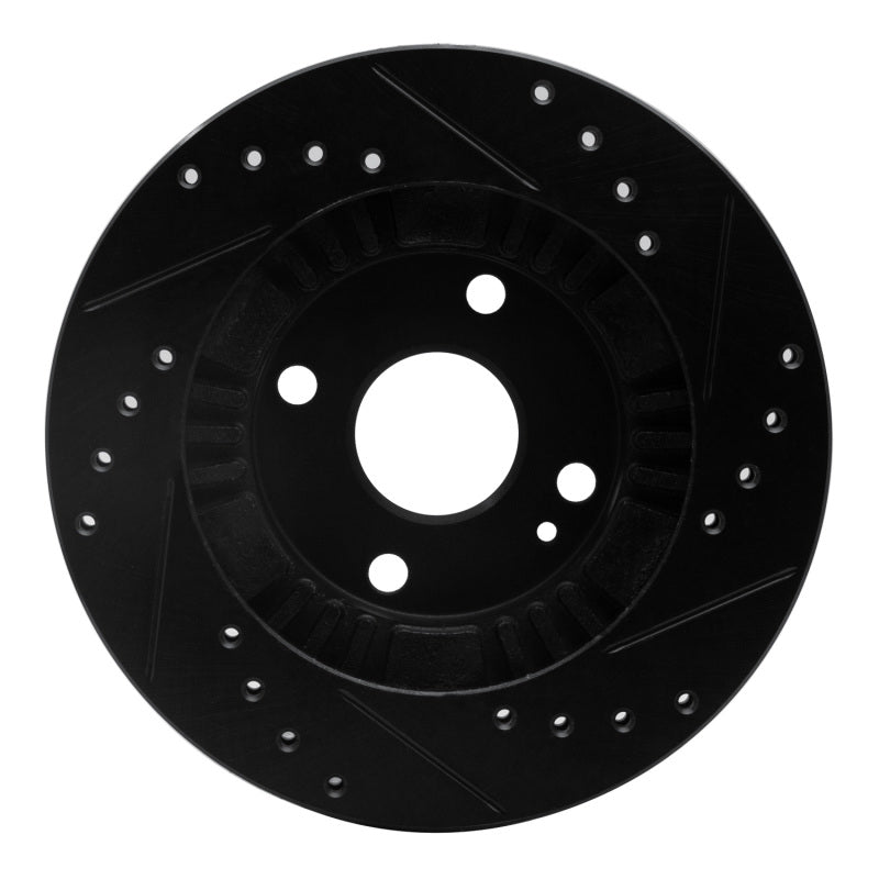 R1 99-03 Mazda Protege Front Left Drilled & Slotted Black Brake Rotor-Brake Rotors - Slot & Drilled-Grocery Getter Performance