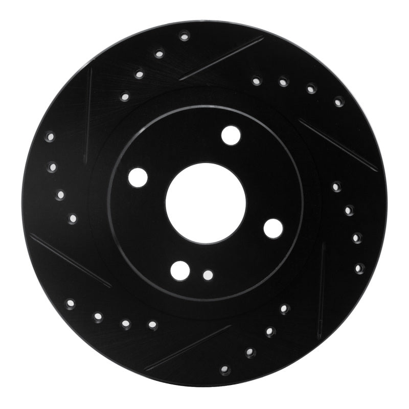 R1 99-03 Mazda Protege Front Left Drilled & Slotted Black Brake Rotor-Brake Rotors - Slot & Drilled-Grocery Getter Performance