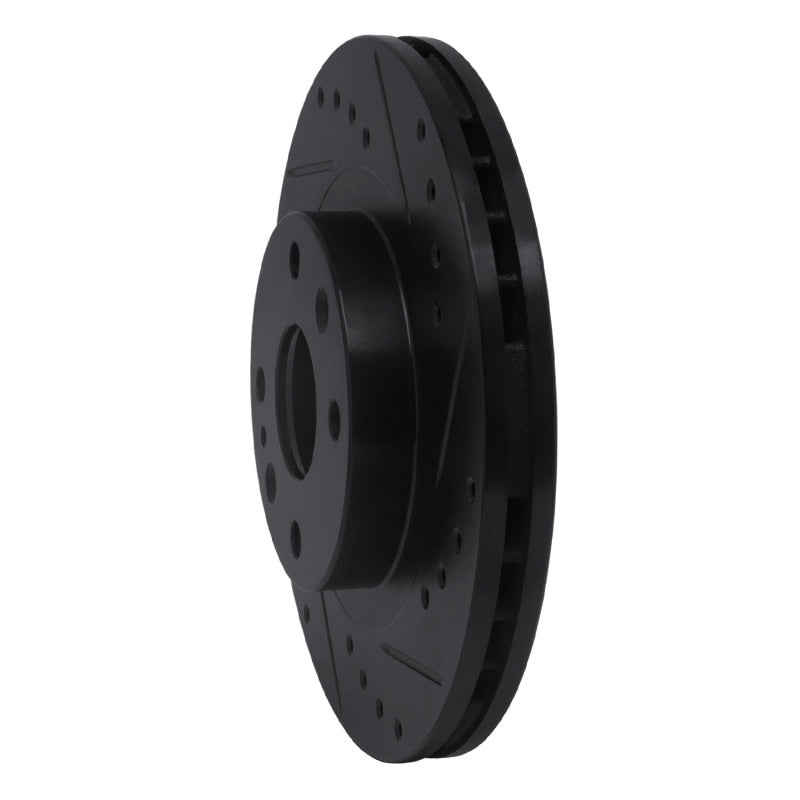 R1 99-03 Mazda Protege Front Right Drilled & Slotted Black Brake Rotor-Brake Rotors - Slot & Drilled-Grocery Getter Performance