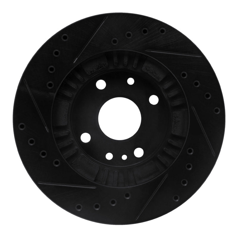 R1 99-03 Mazda Protege Front Right Drilled & Slotted Black Brake Rotor-Brake Rotors - Slot & Drilled-Grocery Getter Performance
