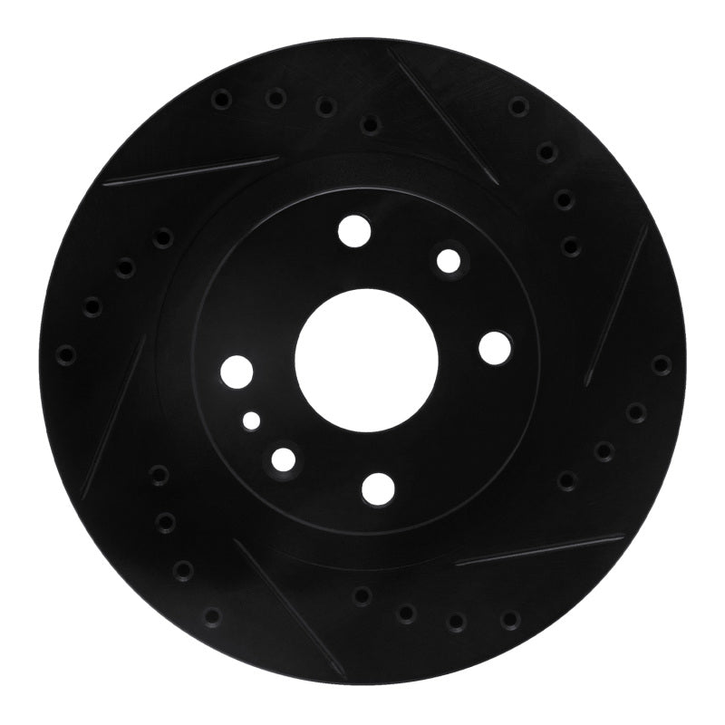 R1 99-03 Mazda Protege Front Right Drilled & Slotted Black Brake Rotor-Brake Rotors - Slot & Drilled-Grocery Getter Performance
