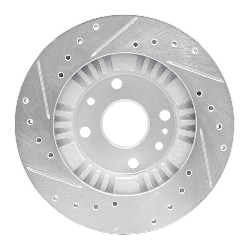 R1 99-03 Mazda Protege Front Right Drilled & Slotted Silver Brake Rotor-Brake Rotors - Slot & Drilled-Grocery Getter Performance