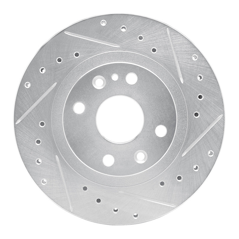R1 99-03 Mazda Protege Front Right Drilled & Slotted Silver Brake Rotor-Brake Rotors - Slot & Drilled-Grocery Getter Performance
