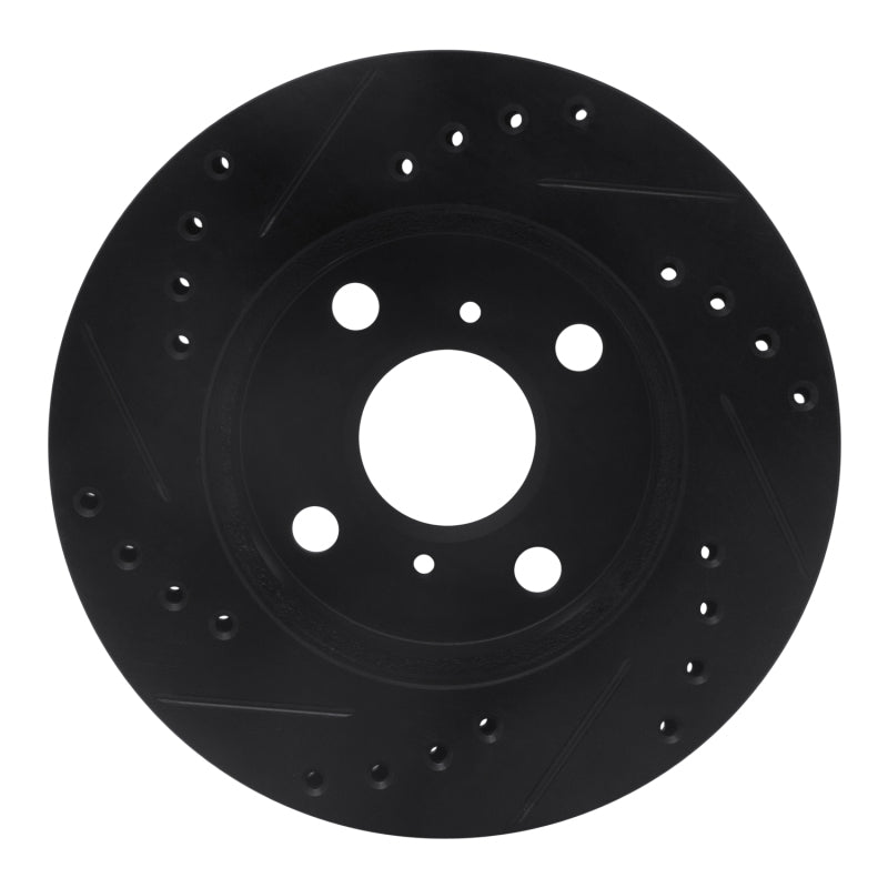 R1 99-05 Toyota Echo Front Right Drilled & Slotted Black Brake Rotor-Brake Rotors - Slot & Drilled-Grocery Getter Performance