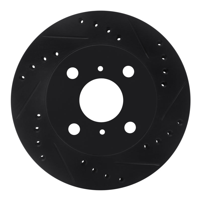 R1 99-05 Toyota Echo Front Right Drilled & Slotted Black Brake Rotor-Brake Rotors - Slot & Drilled-Grocery Getter Performance