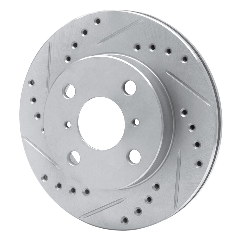 R1 99-05 Toyota Yaris (Mexico) Front Left Drilled & Slotted Silver Brake Rotor-Brake Rotors - Slot & Drilled-Grocery Getter Performance