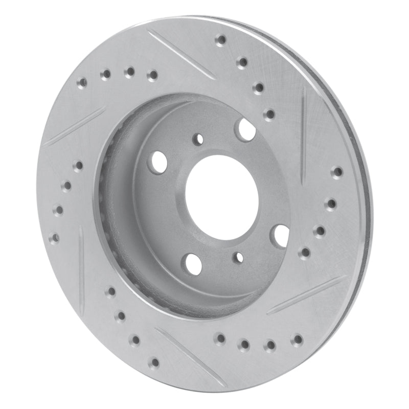 R1 99-05 Toyota Yaris (Mexico) Front Left Drilled & Slotted Silver Brake Rotor-Brake Rotors - Slot & Drilled-Grocery Getter Performance