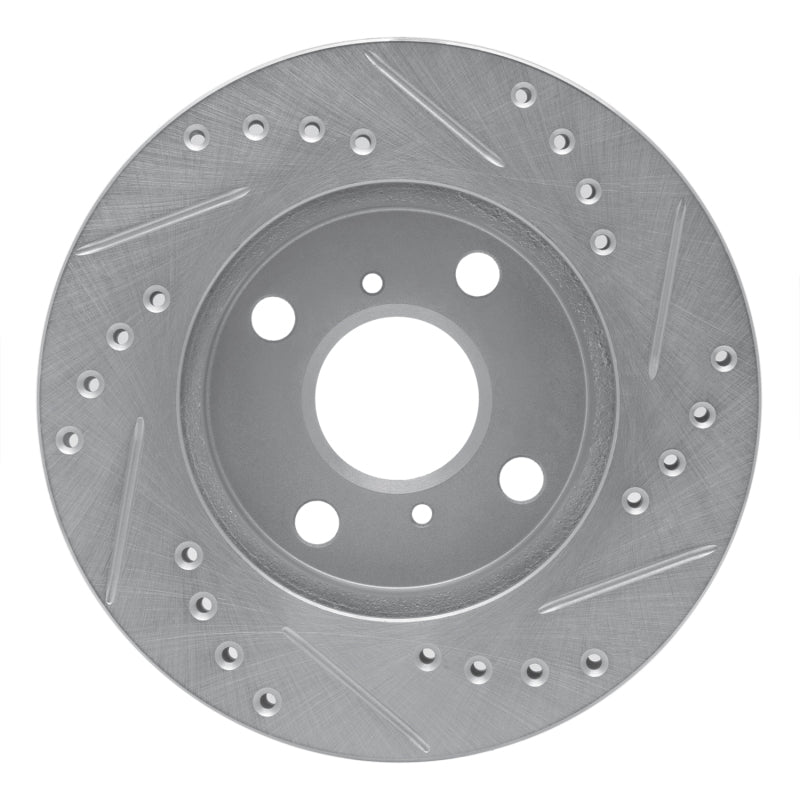 R1 99-05 Toyota Yaris (Mexico) Front Left Drilled & Slotted Silver Brake Rotor-Brake Rotors - Slot & Drilled-Grocery Getter Performance