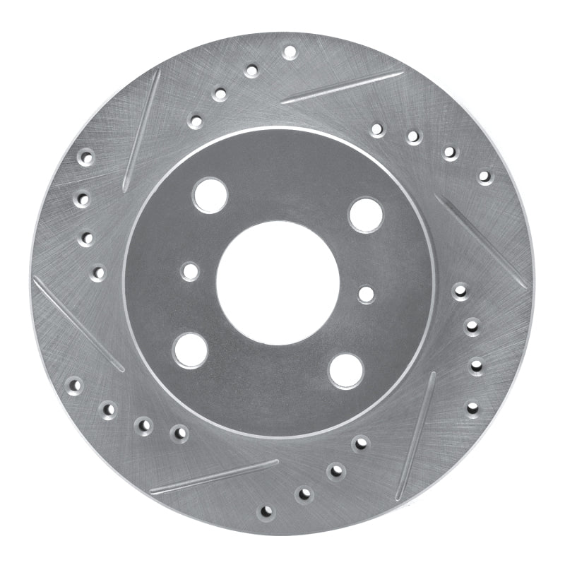 R1 99-05 Toyota Yaris (Mexico) Front Left Drilled & Slotted Silver Brake Rotor-Brake Rotors - Slot & Drilled-Grocery Getter Performance