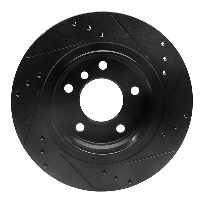 R1 99-06 BMW 323I Rear Left Drilled & Slotted Black Brake Rotor-Brake Rotors - Slot & Drilled-Grocery Getter Performance