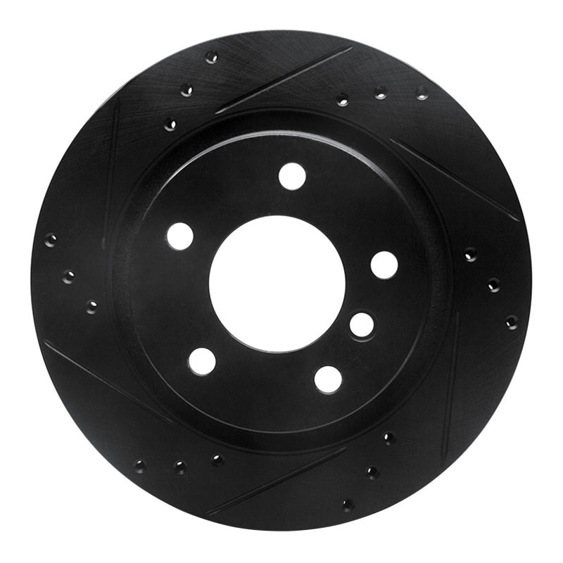 R1 99-06 BMW 323I Rear Left Drilled & Slotted Black Brake Rotor-Brake Rotors - Slot & Drilled-Grocery Getter Performance