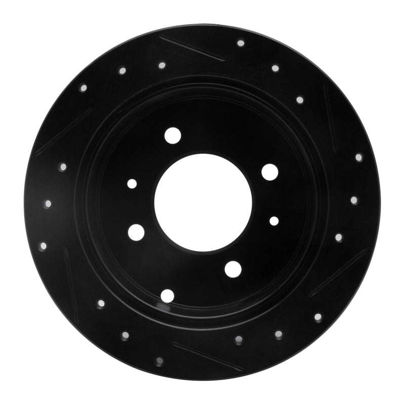 R1 99-06 Hyundai Sonata Rear Left Drilled & Slotted Black Brake Rotor-Brake Rotors - Slot & Drilled-Grocery Getter Performance