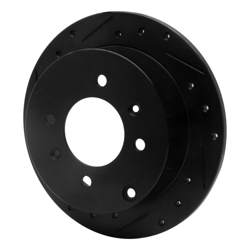 R1 99-06 Hyundai Sonata Rear Left Drilled & Slotted Black Brake Rotor-Brake Rotors - Slot & Drilled-Grocery Getter Performance