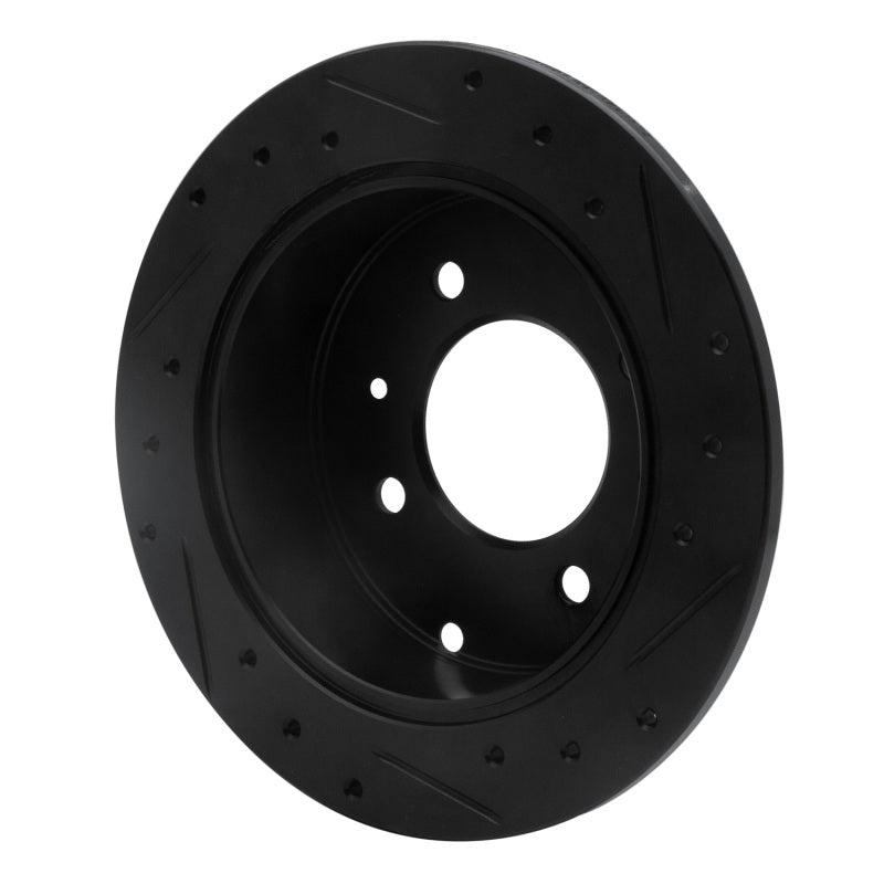 R1 99-06 Hyundai Sonata Rear Left Drilled & Slotted Black Brake Rotor-Brake Rotors - Slot & Drilled-Grocery Getter Performance