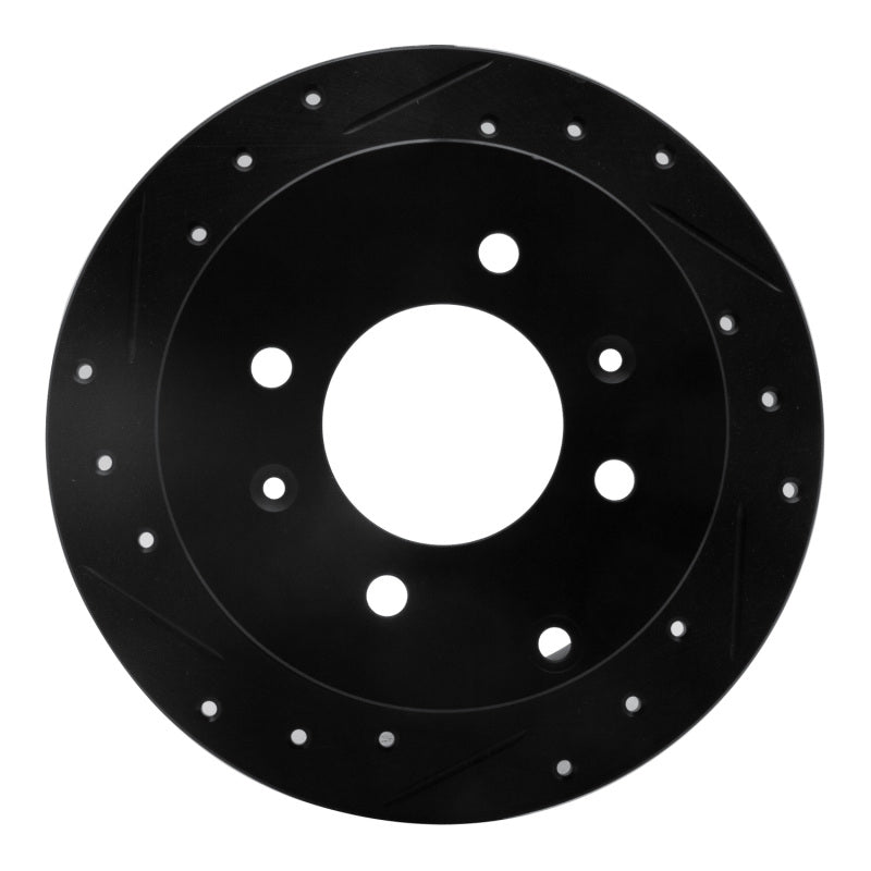 R1 99-06 Hyundai Sonata Rear Left Drilled & Slotted Black Brake Rotor-Brake Rotors - Slot & Drilled-Grocery Getter Performance