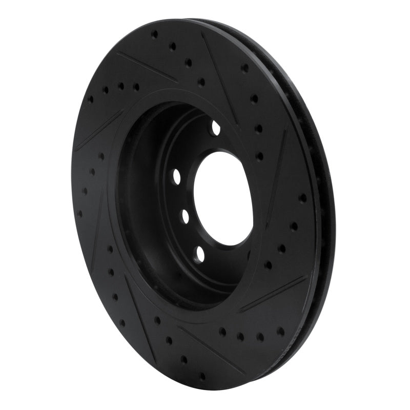 R1 99-08 BMW 325XI Front Left Drilled & Slotted Black Brake Rotor-Brake Rotors - Slot & Drilled-Grocery Getter Performance