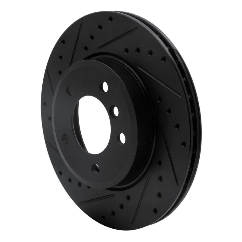 R1 99-08 BMW 325XI Front Left Drilled & Slotted Black Brake Rotor-Brake Rotors - Slot & Drilled-Grocery Getter Performance