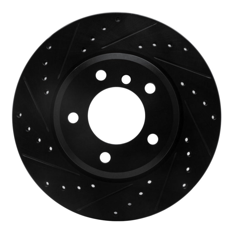 R1 99-08 BMW 325XI Front Left Drilled & Slotted Black Brake Rotor-Brake Rotors - Slot & Drilled-Grocery Getter Performance
