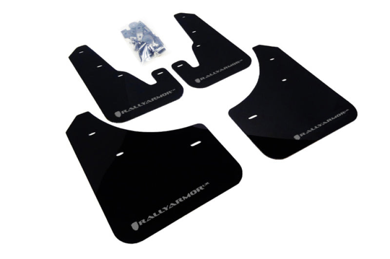 Rally Armor 04-09 Mazda3/Speed3 Black UR Mud Flap w/ Silver Logo-Mud Flaps-Grocery Getter Performance
