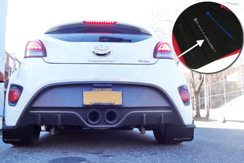 Rally Armor 12-18 Hyundai Veloster Black UR Mud Flap w/ Silver Logo-Mud Flaps-Grocery Getter Performance
