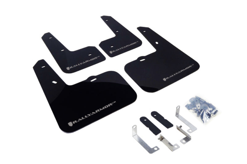 Rally Armor 12-18 Hyundai Veloster Black UR Mud Flap w/ Silver Logo-Mud Flaps-Grocery Getter Performance