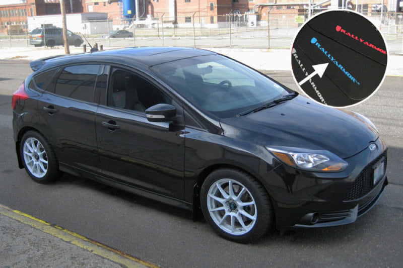 Rally Armor 12-19 Ford Focus ST / 16-19 RS Black Mud Flap w/Grey Logo-Mud Flaps-Grocery Getter Performance