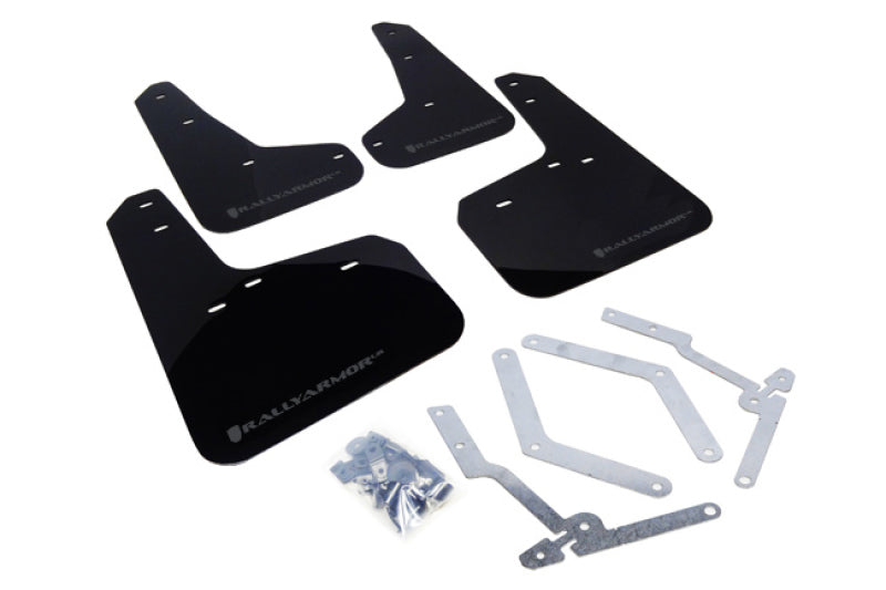 Rally Armor 12-19 Ford Focus ST / 16-19 RS Black Mud Flap w/Grey Logo-Mud Flaps-Grocery Getter Performance