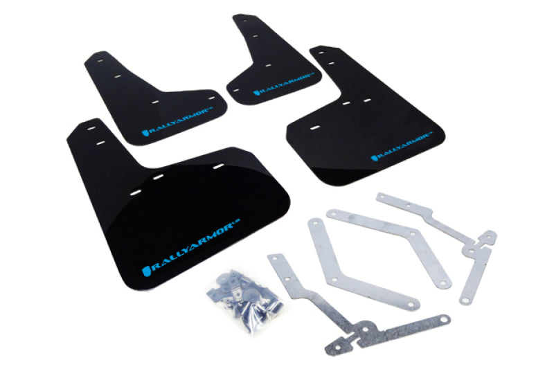 Rally Armor 12-19 Ford Focus ST / 16-19 RS Black UR Mud Flap w/Nitrous Blue Logo-Mud Flaps-Grocery Getter Performance