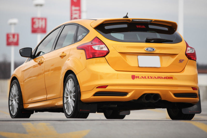 Rally Armor 12-19 Ford Focus ST / 16-19 RS Red Mud Flap w/White Logo-Mud Flaps-Grocery Getter Performance