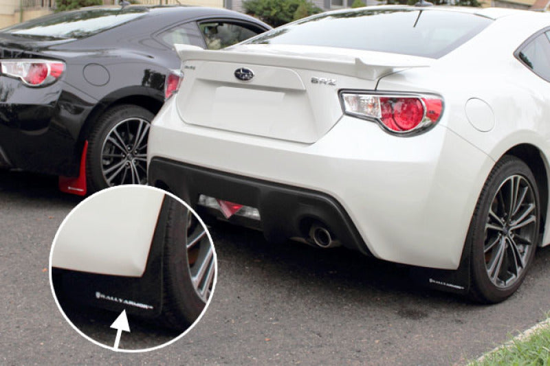 Rally Armor 13-17 Subaru BRZ/Toyota FR-S Black UR Mud Flap w/White Logo-Mud Flaps-Grocery Getter Performance