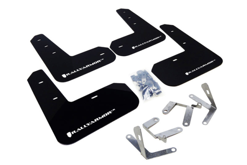 Rally Armor 13-17 Subaru BRZ/Toyota FR-S Black UR Mud Flap w/White Logo-Mud Flaps-Grocery Getter Performance