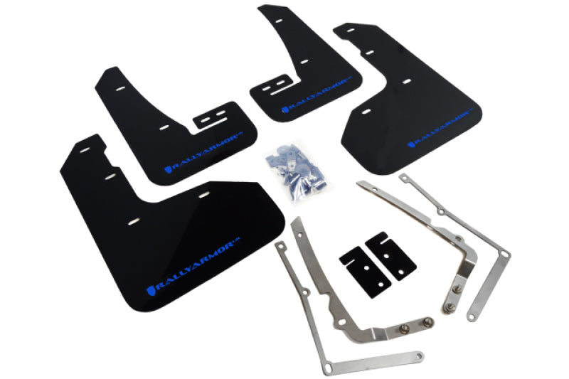 Rally Armor 15-17.5 MKVII VW Golf R Black UR Mud Flap w/Blue Logo-Mud Flaps-Grocery Getter Performance