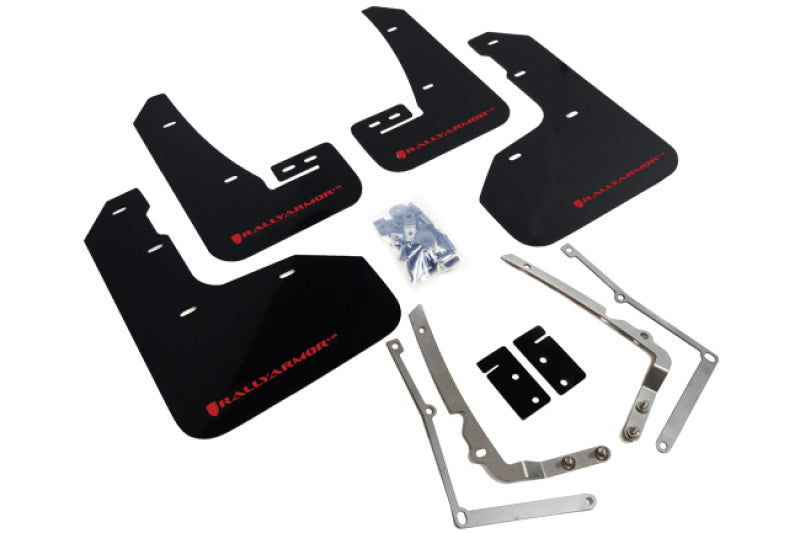 Rally Armor 15-17.5 MKVII VW Golf R Black UR Mud Flap w/Red Logo-Mud Flaps-Grocery Getter Performance